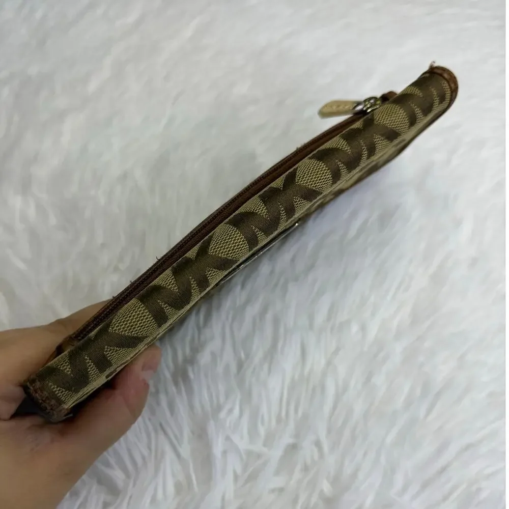 Michael Kors Brown Signature Canvas Slim Wallet